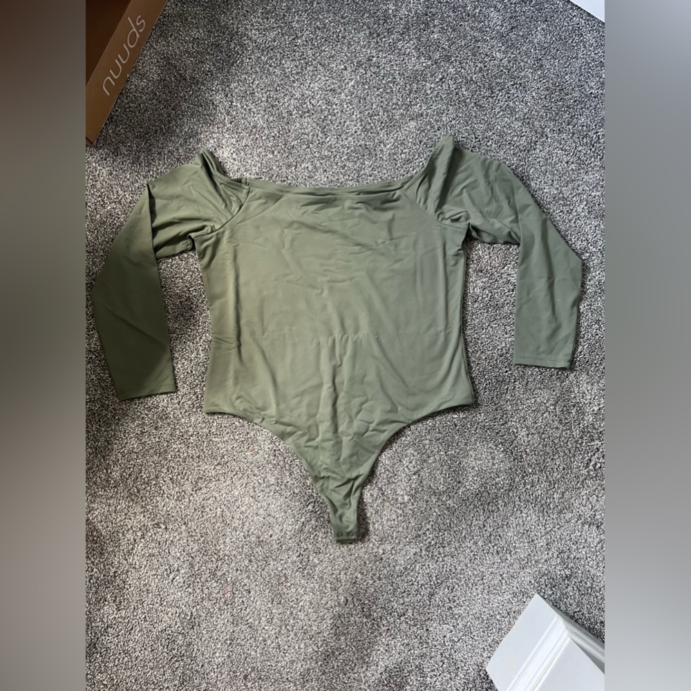 Nuuds off the shoulder body suit xxl- brand new never worn- olive green